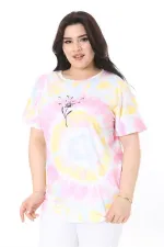 Kadın Büyük Beden Gül Kurusu Bisiklet Yakalı Kısa Kollu Bluz 65N38006