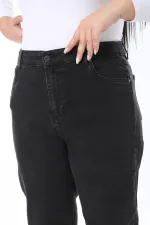 Kadın Büyük Beden Siyah Yüksek Bel 5 Cepli Likralı Kot Pantolon 65N38446