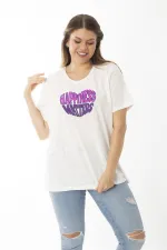 Kadın Büyük Beden Beyaz Pamuklu Kumaş Nakışlı Bluz 65N37099