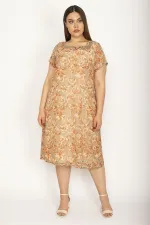 Kadın Renkli Astarlı Şifon Elbise 65N26549