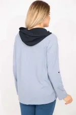 Kadın Mavi Sim Baskılı Kapşonlu Tunik 65N35300