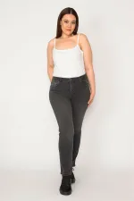 KADIN ANTRASİT 5 CEP LİKRALI JEAN PANTOLON