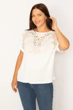 Kadın Kemik Lak Baskılı Bluz 65N34566