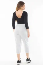 Kadın Büyük Beden Gri Kuşgözü Bağcıklı Eşofman Alt 65N37317