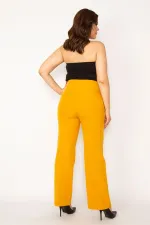 Kadın Hardal Beli Kuşak Bağlamalı Yan Gizli Fermuarlı Pantolon 65N33793