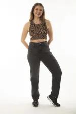 Kadın Büyük Beden Antrasit 5 Cepli Likralı Kot Pantolon 65N37064