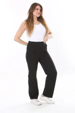 Kadın Büyük Beden Siyah Ütü İzi Çima Dikişli Yan Cepli Pantolon 65N37902