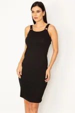 KADIN SİYAH KALIN ASKILI ELBİSE