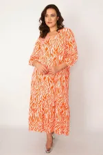 Kadın Fujya Dokuma Viskon Kumaş Ön Düğmeli Etek Ucu Katlı Elbise 65N33531