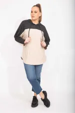 Kadın Gri Rahat Kesim Yumoş Kumaş Kapşonlu Cepli Sweatshirt 65N35488