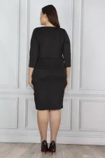 WOMEN'S BLACK EYELIGHT DETAILED DRESS