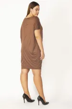 Kadın Kahve İnce Viskon Yaka Detaylı Tunik 65N27414