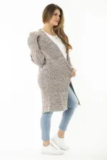 Kadın Büyük Beden Lila Kalın Triko Hırka 65N37170