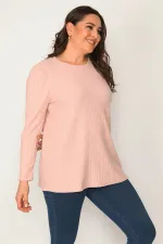 Kadın Pembe Kendin Çizgili Bisiklet Yaka Tunik 65N30416