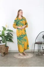 Kadın Büyük Beden Mavi Ön Boy Düğmeli Gömlek Yakalı Uzun Elbise 65N37875