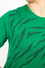 Kadın Saks Büyük Beden Bisiklet Yakalı Ön Baskılı Bluz