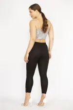 Kadın Siyah Büyük Beden Paça Dantelli Tayt