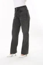 Kadın Büyük Beden Antrasit Yüksek Bel 5 Cepli Kot Pantolon 65N37745