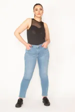 KADIN MAVİ 5 CEP LİKRALI SLİM FİT JEAN PANTOLON