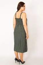 Kadın Haki  Göğüs Kısmı Gipe Lastikli Askılı Elbise 65N33481