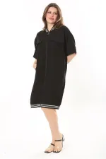 Kadın Büyük Beden Nar Ön Fermuarlı Ribana Detaylı Aerobin Kumaş Elbise 65N37880