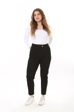 Kadın Büyük Beden Siyah 5 Cepli Likralı Kot Pantolon 65N37646