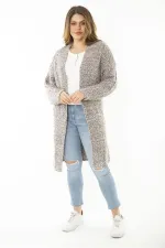 Kadın Büyük Beden Lila Kalın Triko Hırka 65N37170