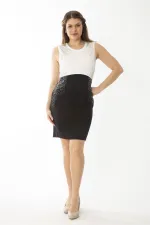 KADIN SİYAH TAŞ DETAYLI ELBİSE