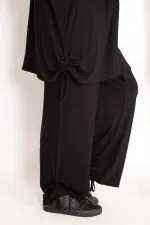 Kadın Mavi Yan Bağcık Detaylı Hırka Pantolon Takım 65N34906