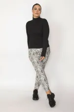 Kadın Siyah Zebra Desen Tayt Panyolon 65N29024