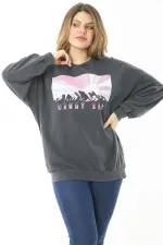 Women's Plus Size Smoke Digital Printed Sweatshirt 65N37159