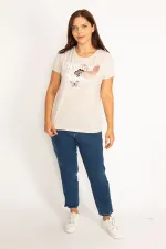 Kadın Vizon Lak Baskılı Bluz 65N34577