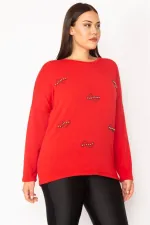 Kadın Kemik Taş Ve Baskı Detaylı Tunik 65N35384