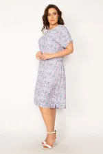 Kadın Bebe Mavisi Dokuma Viskon Kumaş Ön Pat Düğmeli Beli Kuşaklı Elbise 65N33614