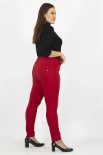 Kadın Bordo Fermuar Detaylı Pantolon 65N20932