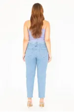 Kadın Büyük Beden Mavi Yüksek Bel 5 Cepli Kot Pantolon 65N36814