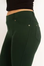 Kadın Antrasit Ön Süs Cep Ve Arka Cepli Tayt 65N34862