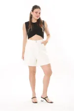 Kadın Büyük Beden Kemik Gabardin Kumaş 5 Cepli Şort 65N37444