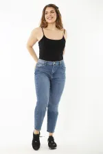 Kadın Büyük Beden Lacivert 5 Cepli Yüksek Bel Kot Pantolon 65N37252