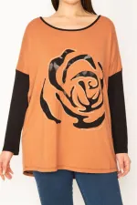 Kadın Gri Önü Flok Desen Ve Taş Detaylı İki Renkli Tunik 65N31412