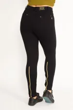 Kadın Kırmızı Ekose Desenli Süs Fermuar Cepli Tayt 65N34640