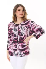 Kadın Büyük Beden Renkli Bisiklet Yakalı Uzun Kollu Bluz 65N37615
