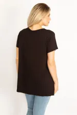 Kadın Siyah Taş Detaylı Bluz 65N34565