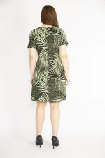 Kadın Yeşil Büyük Beden Anvelop Yakalı Elbise