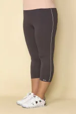 Kadın Füme Yan Şeritli Likralı Jarse Tayt Pantolon 65N28657