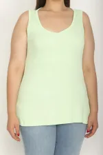 Kadın Açıl Yeşil Pamuklu Kumaş Kolsuz Bluz 65N26628