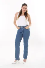 Kadın Büyük Beden Mavi 5 Cepli Kot Pantolon 65N37727