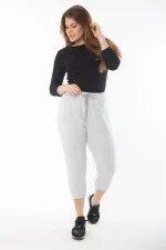 Kadın Büyük Beden Gri Kuşgözü Bağcıklı Eşofman Alt 65N37317