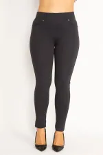 Kadın Antrasit Ön Süs Cep Ve Arka Cepli Tayt 65N34862