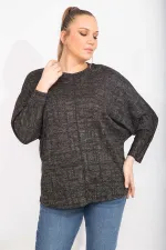 Kadın Antrasit Rahat Kesim Düşük Kollu Simli Tunik 65N35495